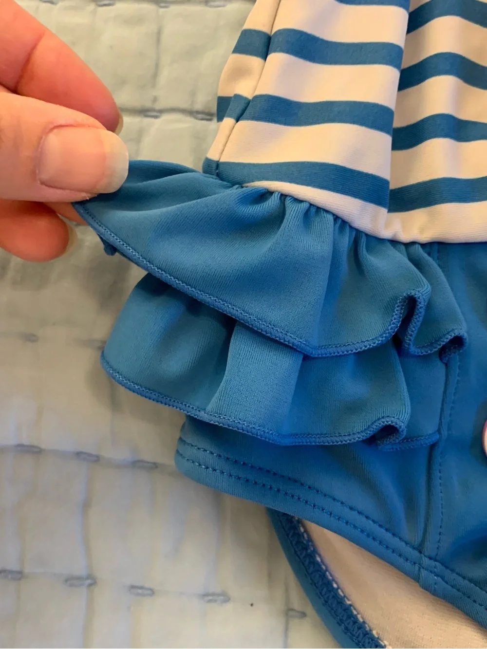 Vintage-Inspired Pink & Blue Striped Bow Sailor-Style One-Piece Swimsuit 12-18M